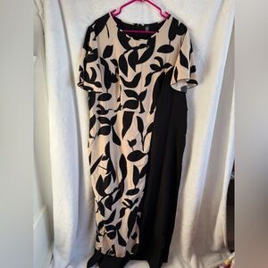 SHEIN Curve Black and Beige Patterned Jumpsuit